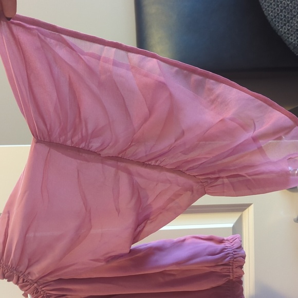 NWOT Pink Puffy Sleeves Blouse Size M - Picture 3 of 4